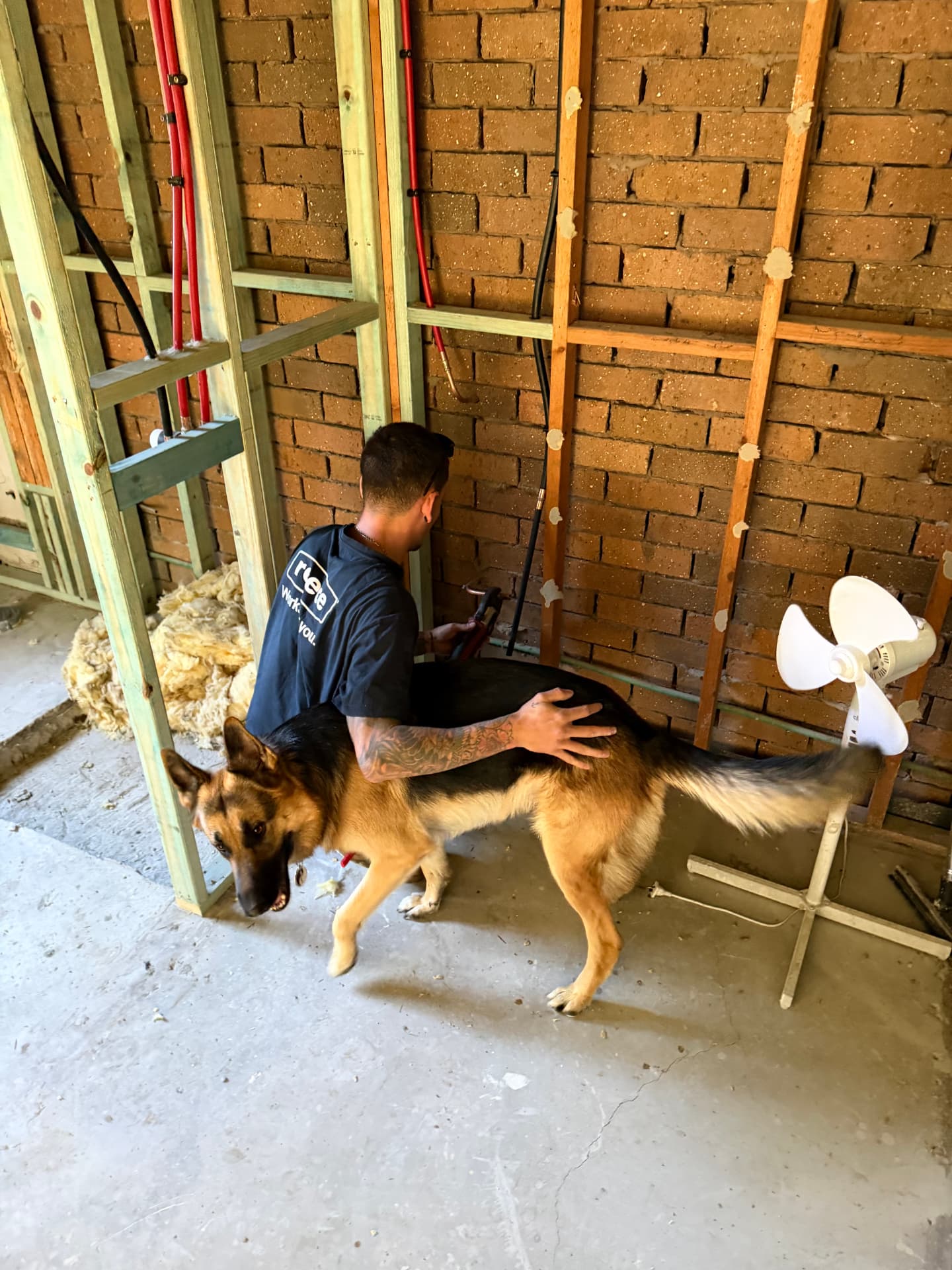Luke working on rough-in plumbing for a renovation